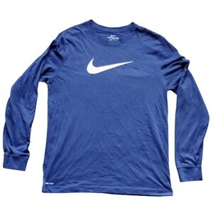 Nike Dri-FIT Long Sleeve T-Shirt Men's Blue Athletic Training Top
